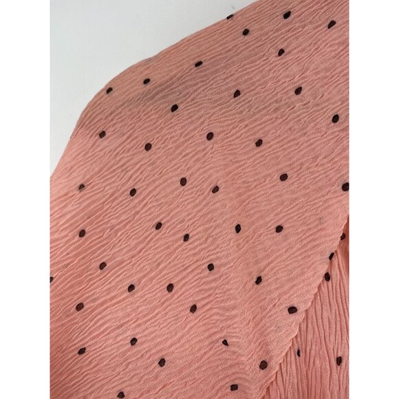 After Market Women's Ruffled Polka Dot Blouse Small Peach New - Picture 4 of 6